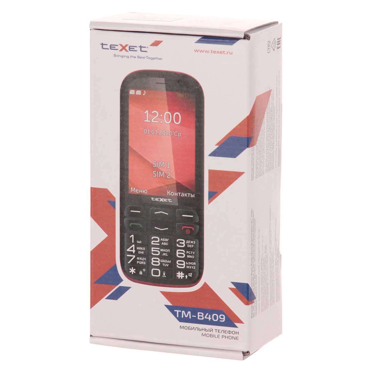 Сотовый телефон Texet TM-B409 {витринный} {2SIM, черный} BT, FM, micro SD,  1800 мА*ч – Restore Market